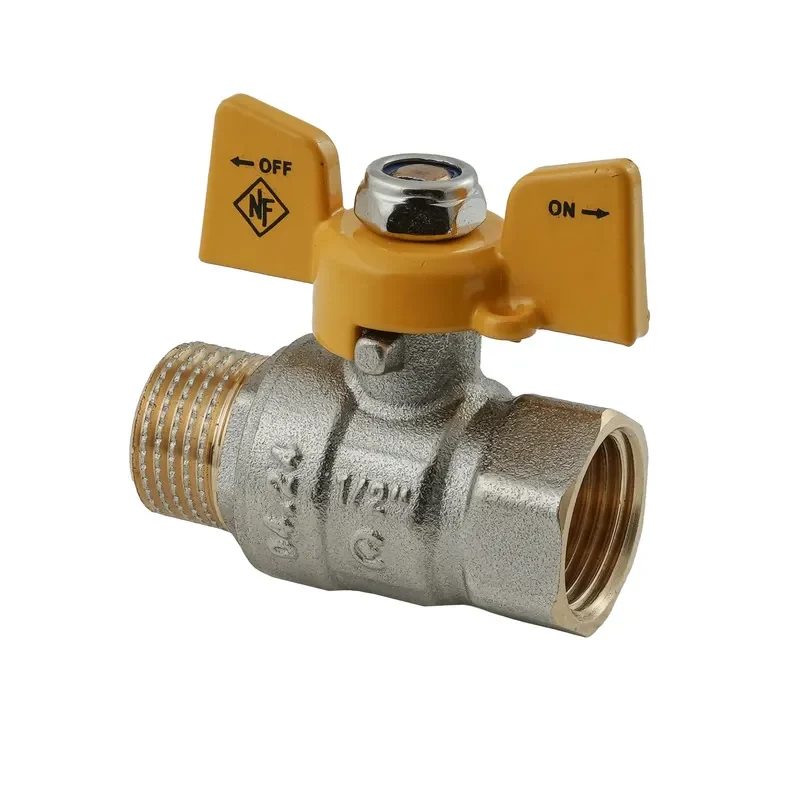 Кран кульовий Nolf NFC.722-06-1/2" латунь 1/2" жовтий ручка метелик