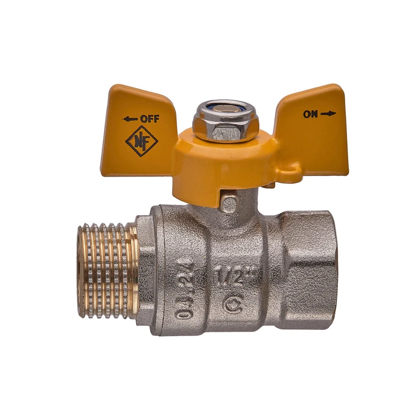 Кран кульовий Nolf NFC.722-06-1/2" латунь 1/2" жовтий ручка метелик