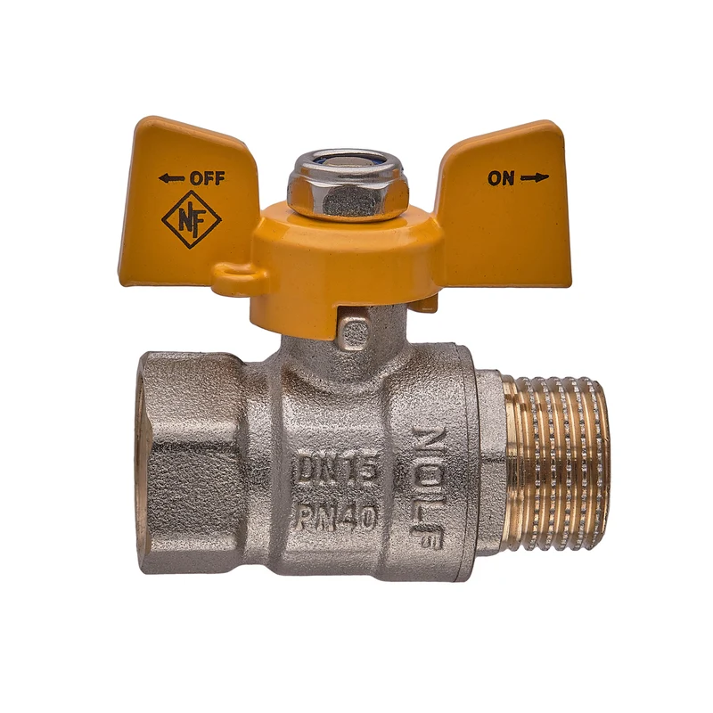 Кран кульовий Nolf NFC.722-06-1/2" латунь 1/2" жовтий ручка метелик