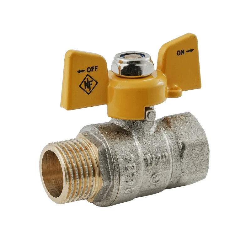 Кран кульовий Nolf NFC.722-06-1/2" латунь 1/2" жовтий ручка метелик