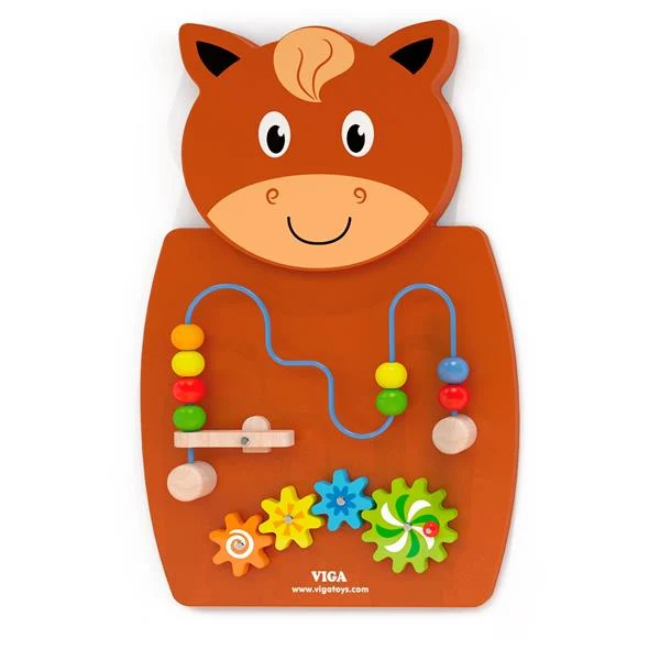 Бізіборд Коник Viga Toys інтерактивний дерев'яний різнобарвний для дітей від 1,5 року