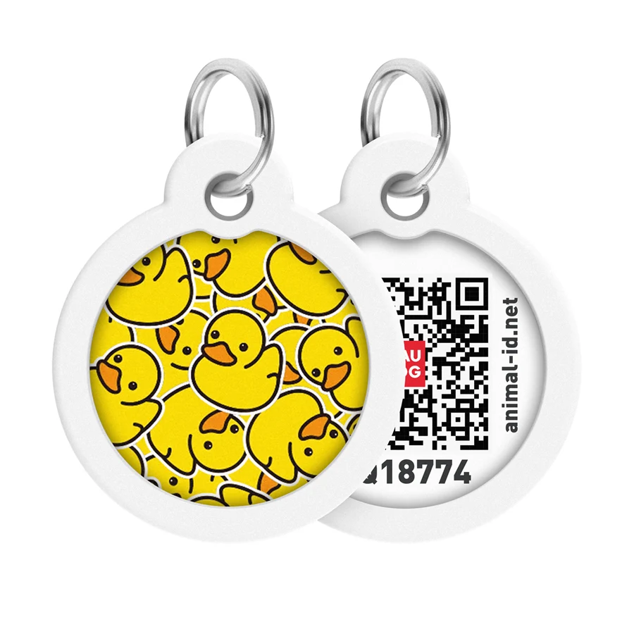 Адресник WAUDOG Smart ID з QR паспортом металевий Д 30 мм Качки