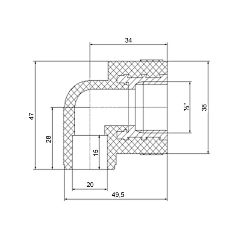 Кутник PPR 20x1/2" 90° ВР Поліпропілен
