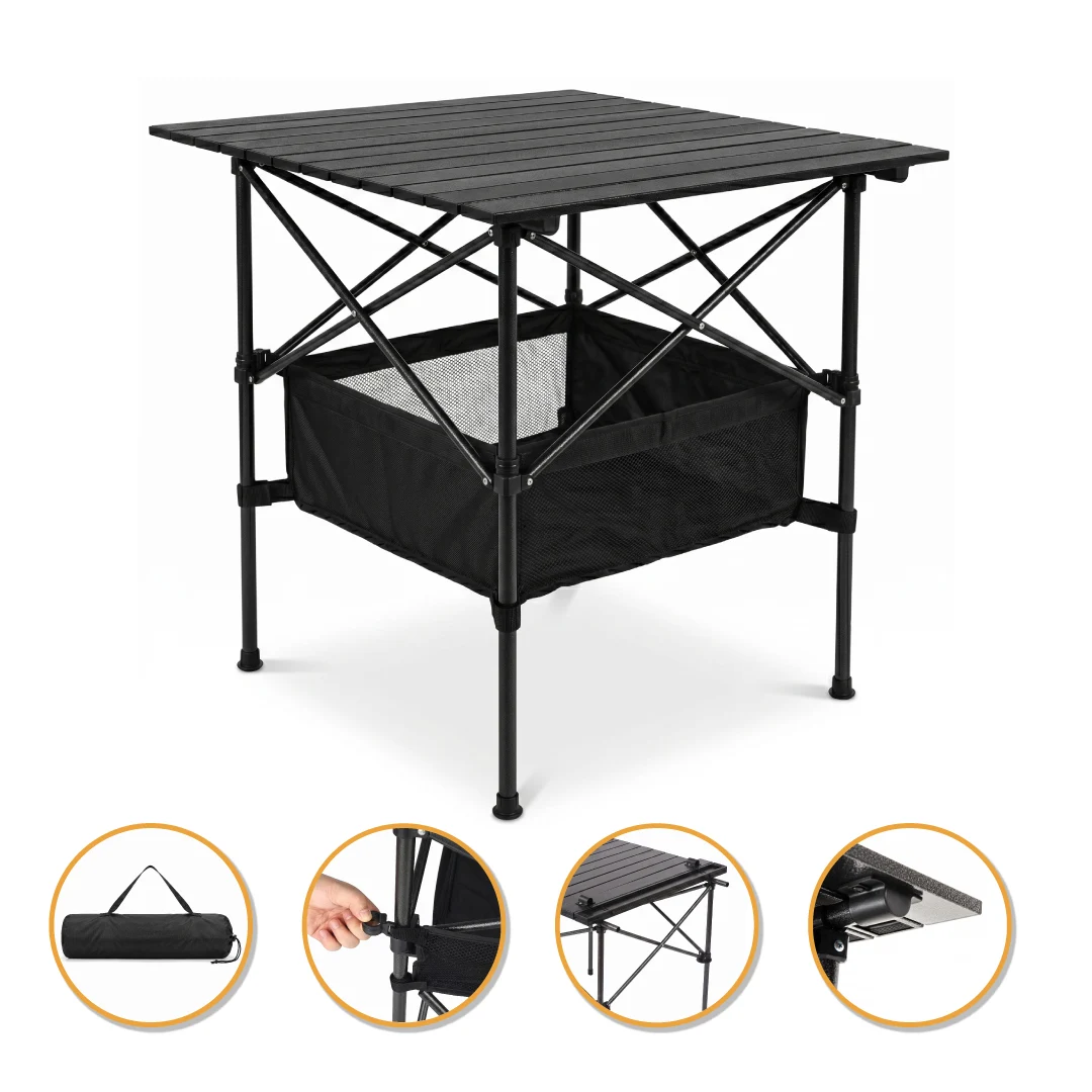 Складной туристический стол LEOBRO 52x52x50 см сталь серый