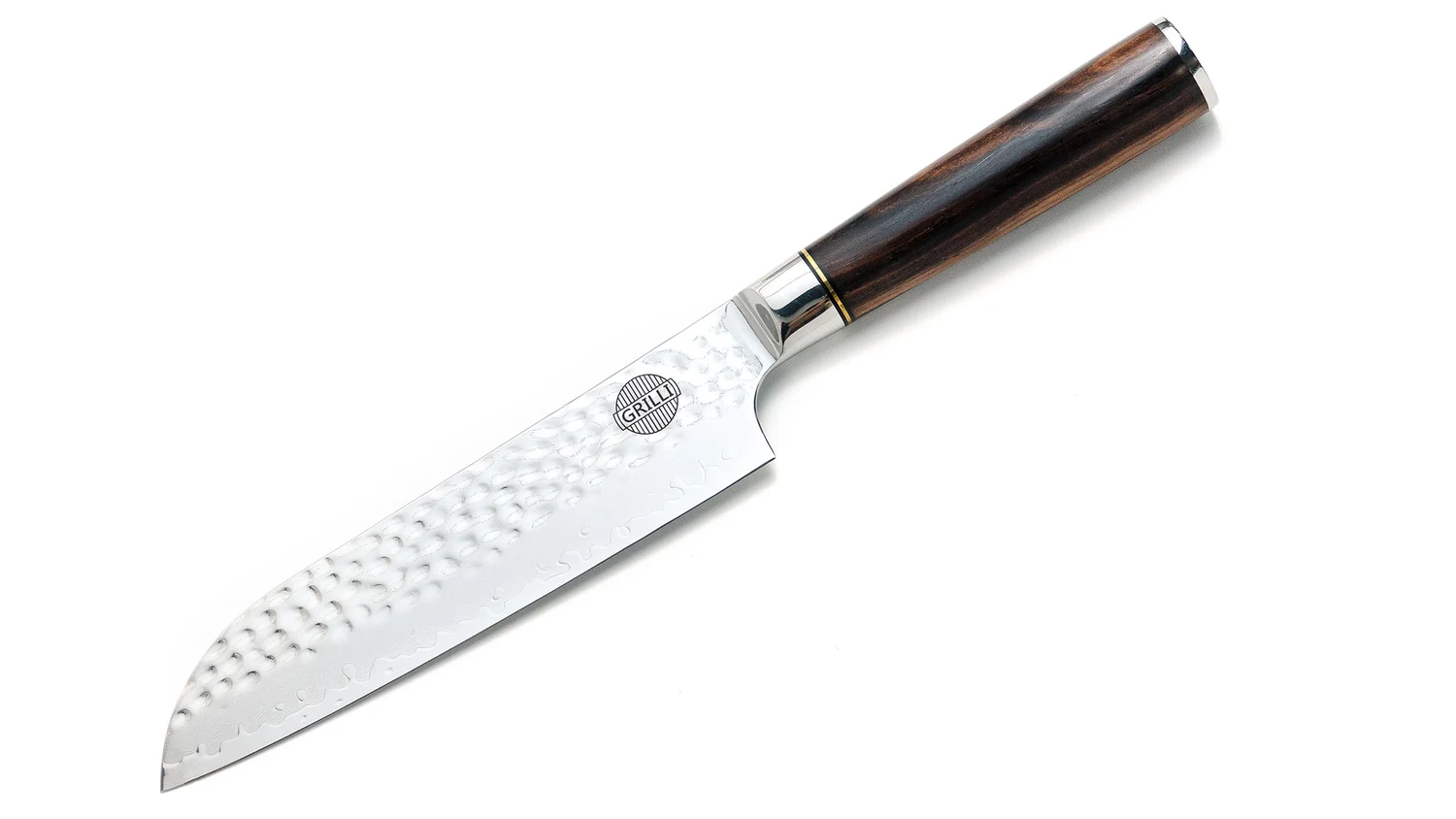 Професійний ніж Santoku 18 см дамаська сталь чорна ручка