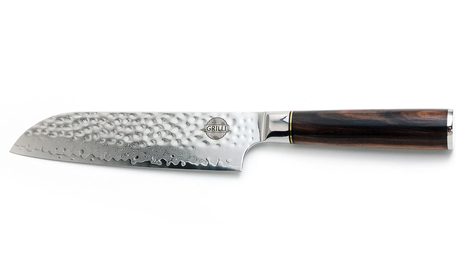 Професійний ніж Santoku 18 см дамаська сталь чорна ручка