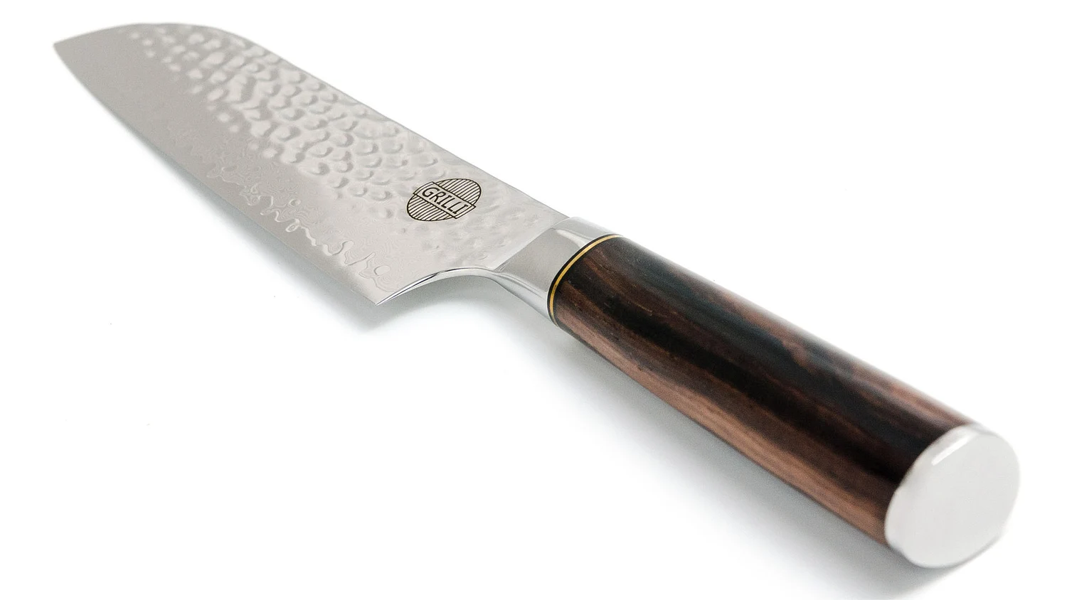 Професійний ніж Santoku 18 см дамаська сталь чорна ручка