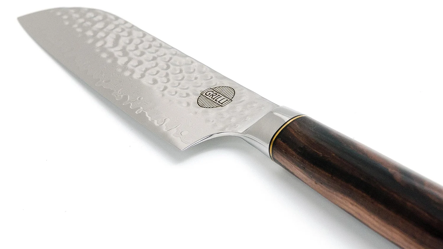 Професійний ніж Santoku 18 см дамаська сталь чорна ручка