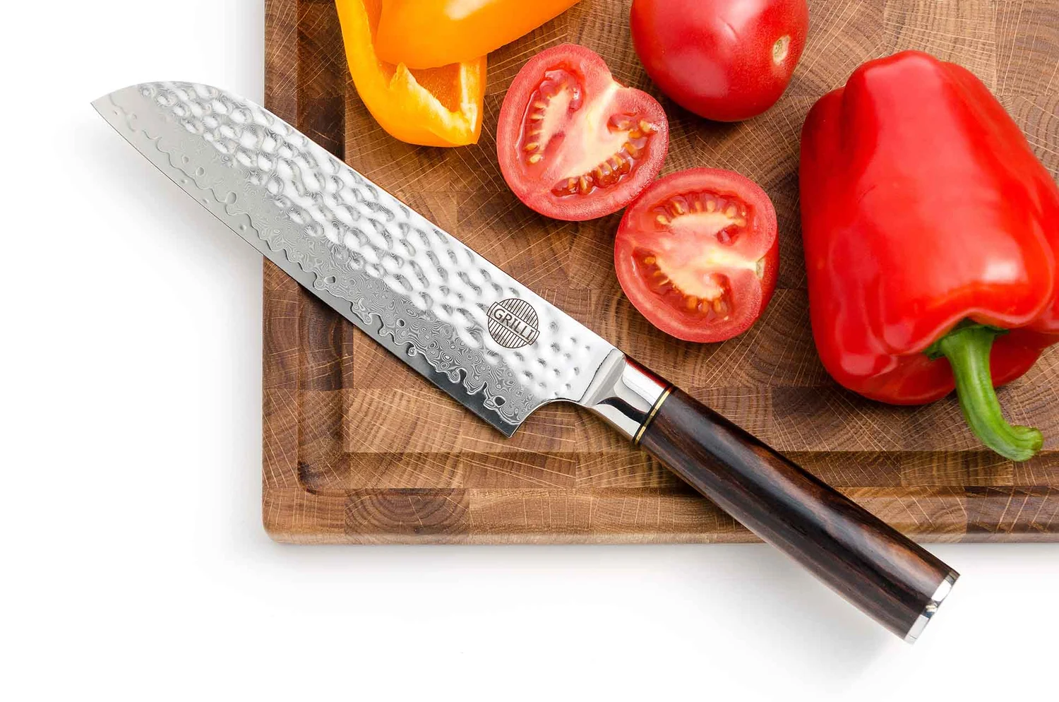 Професійний ніж Santoku 18 см дамаська сталь чорна ручка