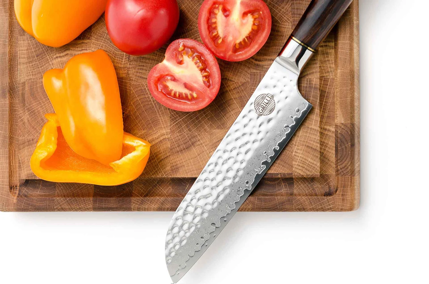 Професійний ніж Santoku 18 см дамаська сталь чорна ручка