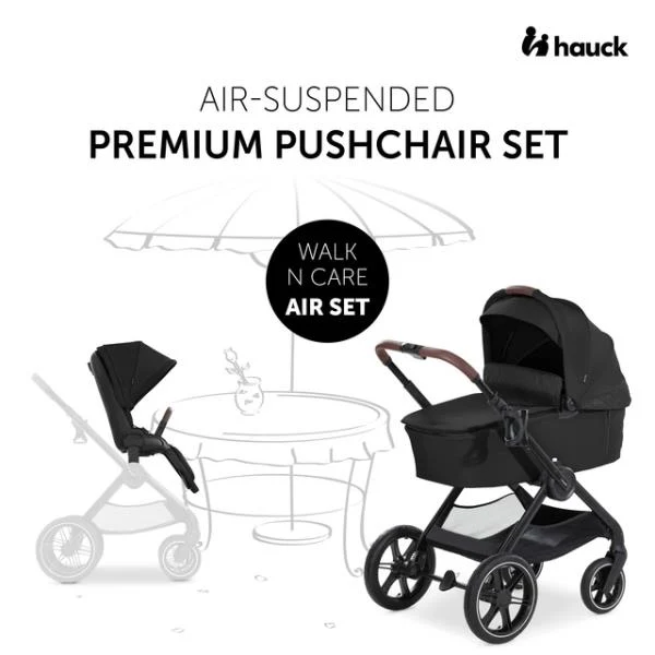 Універсальна коляска 2 в 1 Hauck Walk N Care Air чорна 98x60x107 см алюміній