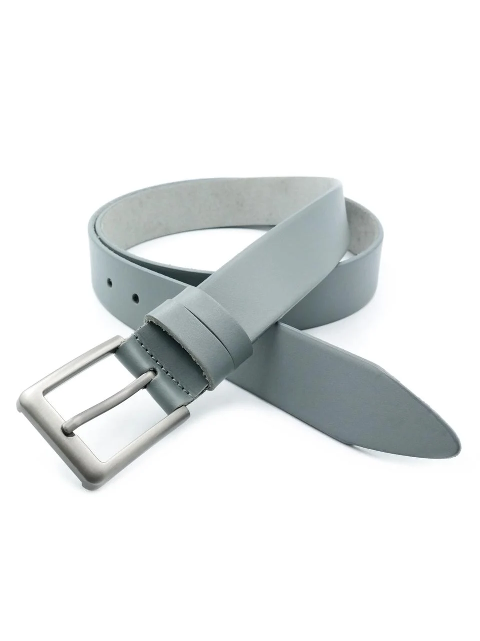Ремінь чоловічий Weatro 3,3х110-120 см натуральна шкіра сірий