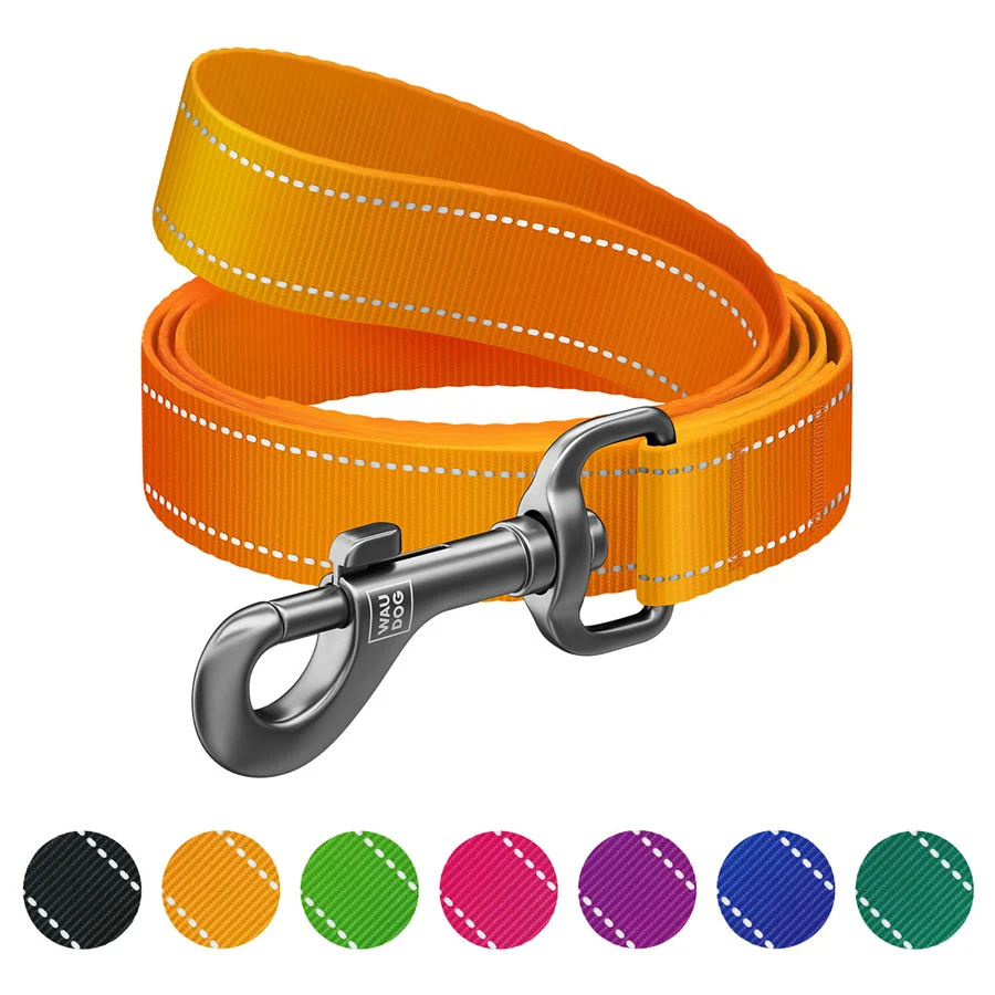 Повідець WAUDOG Nylon Mono світловідбивний 15 мм x 122 см нейлоновий помаранчевий