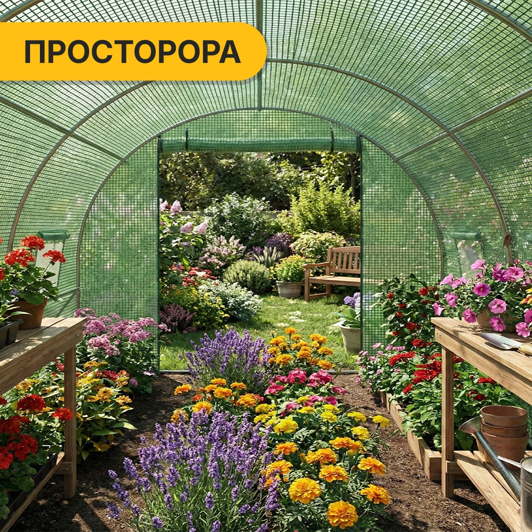 Теплиця LEOBRO Garden 18м2 посилений метал зелений