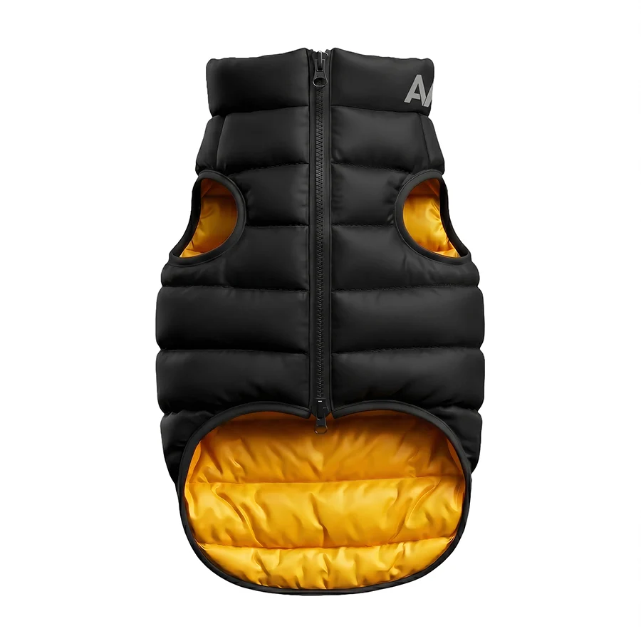 Курточка для собак двостороння AiryVest M жовто-чорна тканина