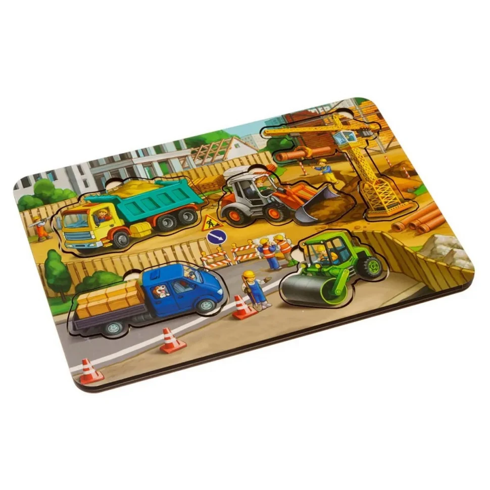 Дерев'яний пазл-вкладаш Будівництво 3 елементи Дерево 30х30 см