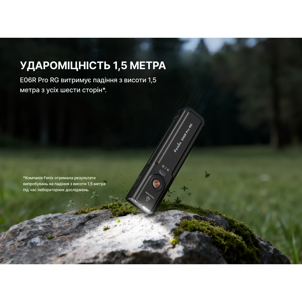 Ліхтар наключний Fenix E06R PRO RG 1600 лм авіаційний алюміній чорний 123х31х19 мм