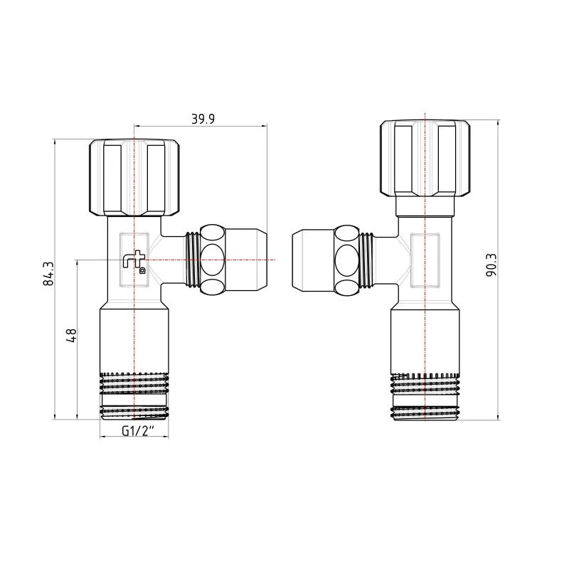 Кран кутовий Thermo Alliance Forte 1/2"Зх3/8"З хром M10