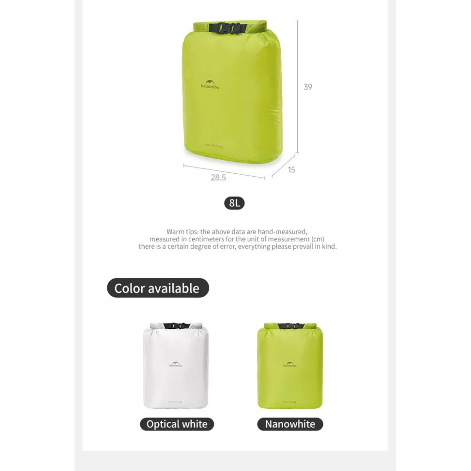 Гермомішок Naturehike CNK2550XB012 8 л поліамід білий 28,5х15х39 см