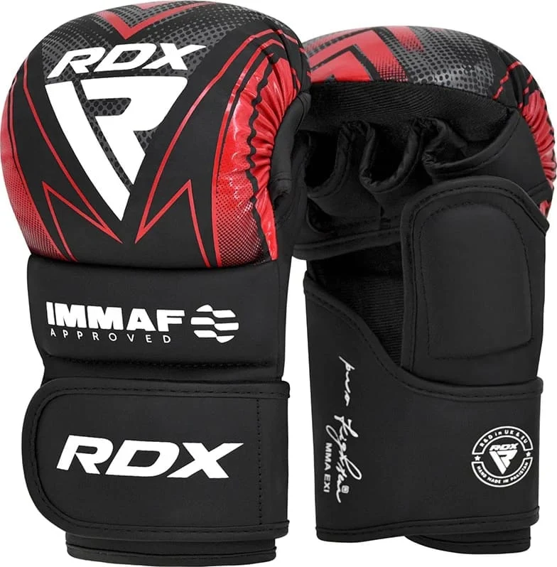 Боксерські рукавиці RDX GRAPPLING GLOVES IMMAF-1 шкіра Kalix Skin червоний чорний XL