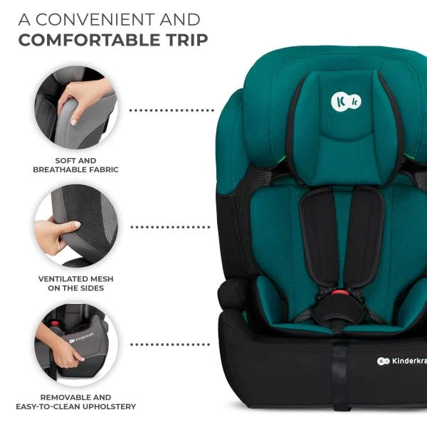 Автокрісло Kinderkraft Comfort Up i-Size 9-36 кг текстиль 61,5-84x44x49 см зелено-чорний