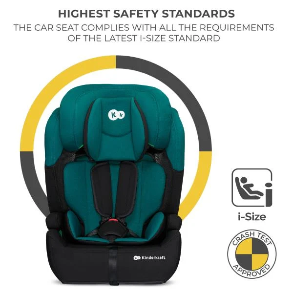 Автокрісло Kinderkraft Comfort Up i-Size 9-36 кг текстиль 61,5-84x44x49 см зелено-чорний