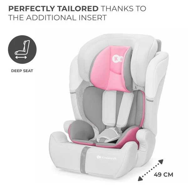 Автокрісло Kinderkraft Comfort Up i-Size 9-36 кг текстиль сіро-рожевий 61,5-84x44x49 см
