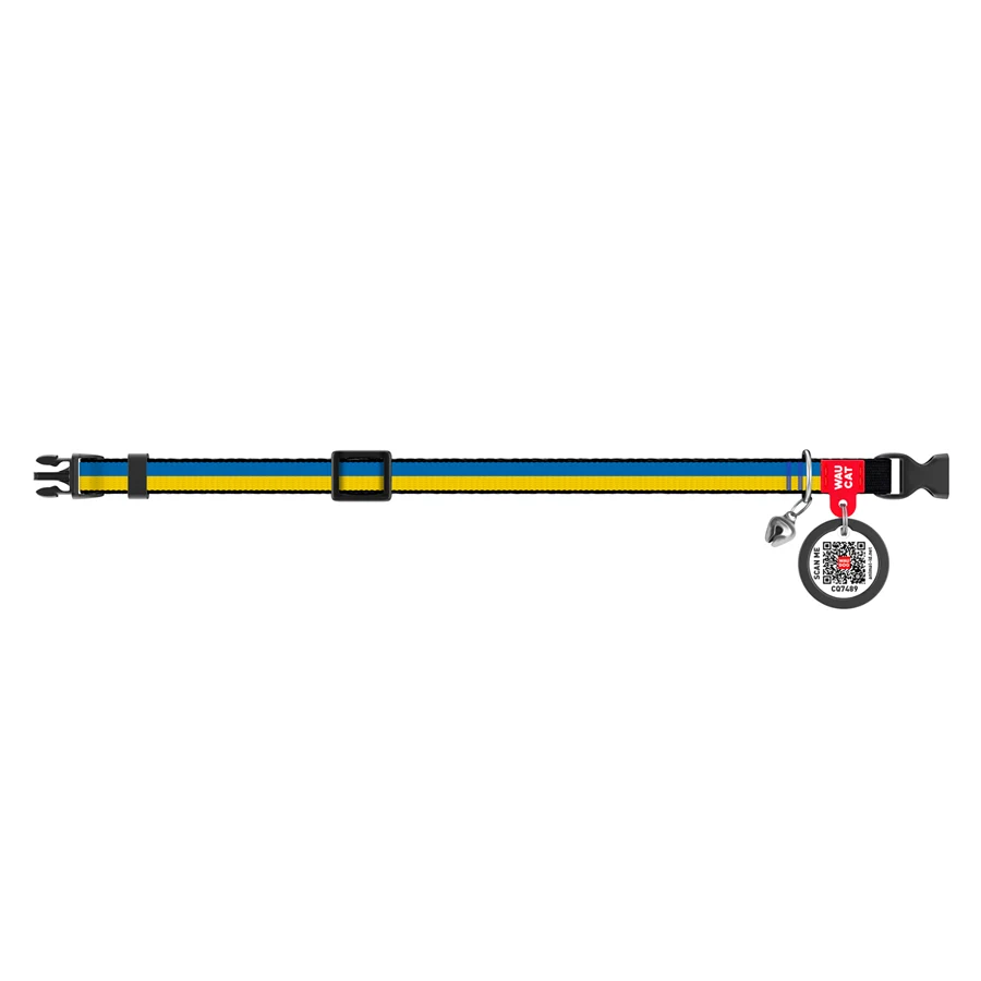 Нашийник WAUCAT Nylon XS 10 мм 20-30 см Нейлон Colors of freedom з QR паспортом