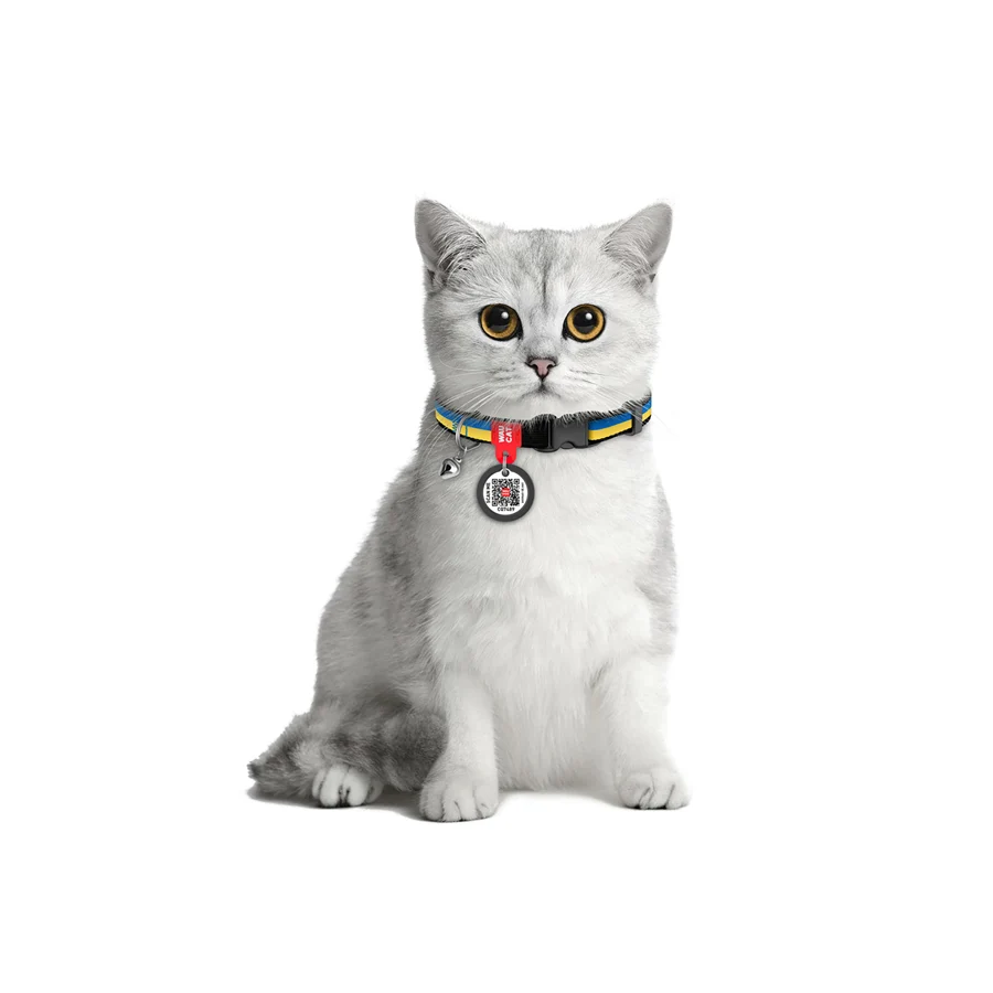Нашийник WAUCAT Nylon XS 10 мм 20-30 см Нейлон Colors of freedom з QR паспортом