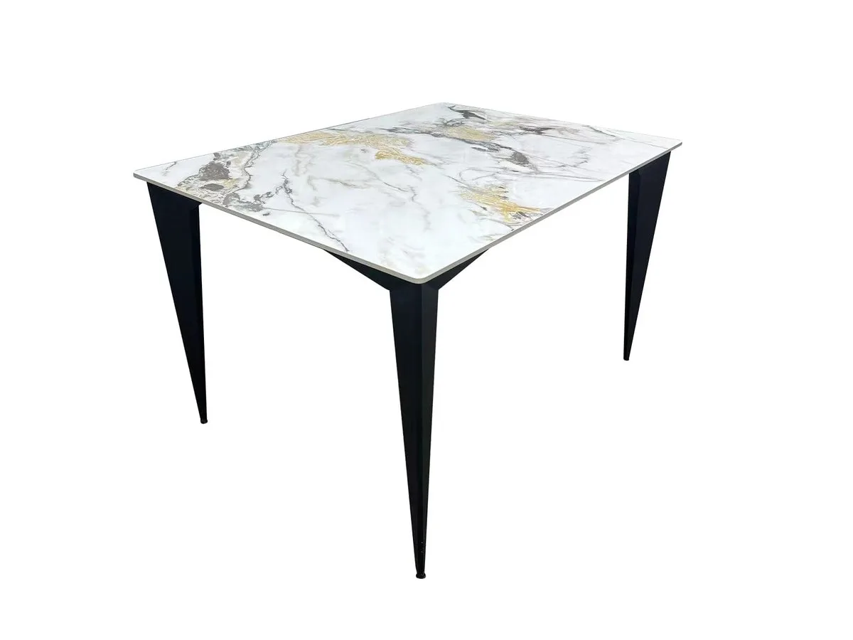 Стіл обідній NORMAN CERAMIC 120x90 см кераміка gold Phoenix глянець чорний каркас