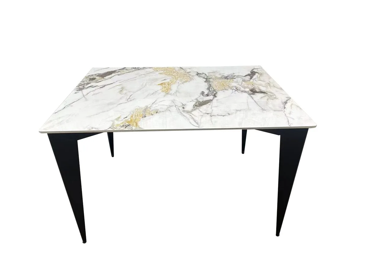 Стіл обідній NORMAN CERAMIC 120x90 см кераміка gold Phoenix глянець чорний каркас