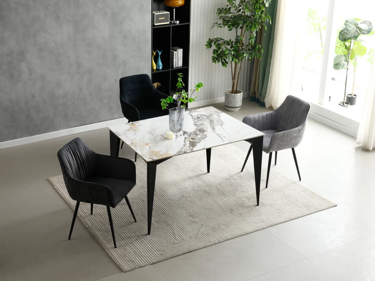 Стіл обідній NORMAN CERAMIC 120x90 см кераміка gold Phoenix глянець чорний каркас