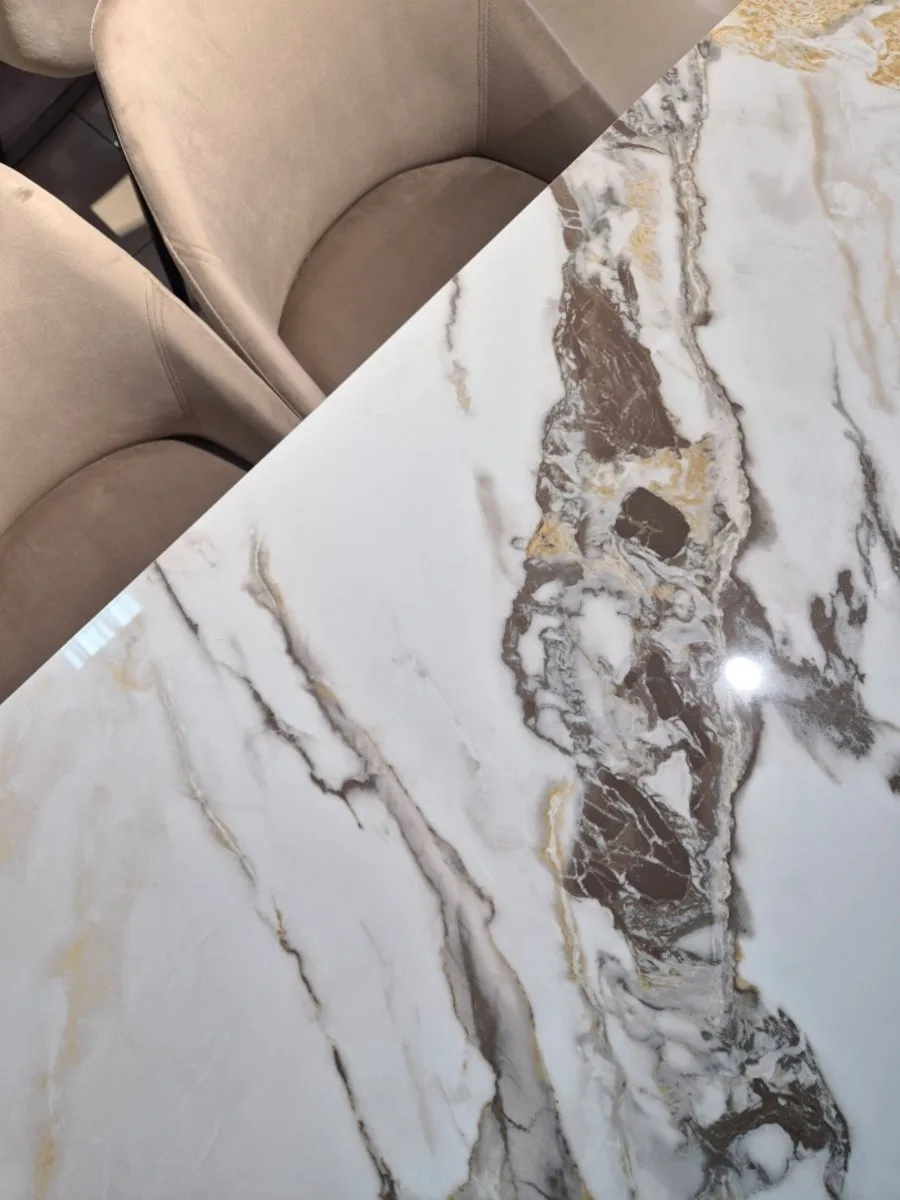 Стіл обідній NORMAN CERAMIC 120x90 см кераміка gold Phoenix глянець чорний каркас