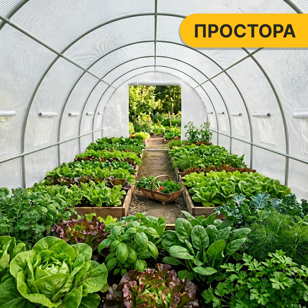 Теплиця LEOBRO Garden 18 м² посилена сталевий каркас 600x300x200 см біла
