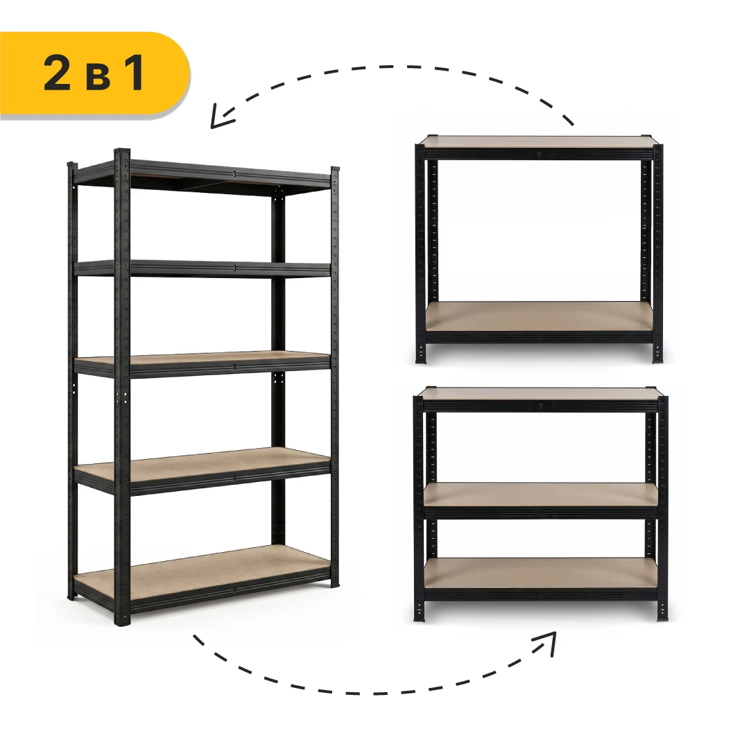 Стеллаж LEOBRO Premium Black 200х90х40 см 5 полиць МДФ 175 кг/полка