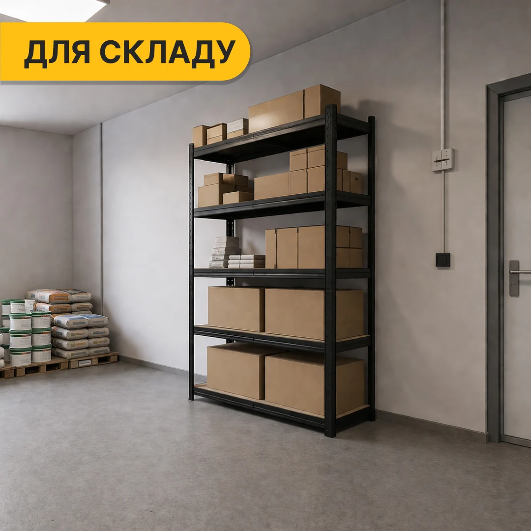 Стеллаж LEOBRO Premium Black 200х90х40 см 5 полиць МДФ 175 кг/полка