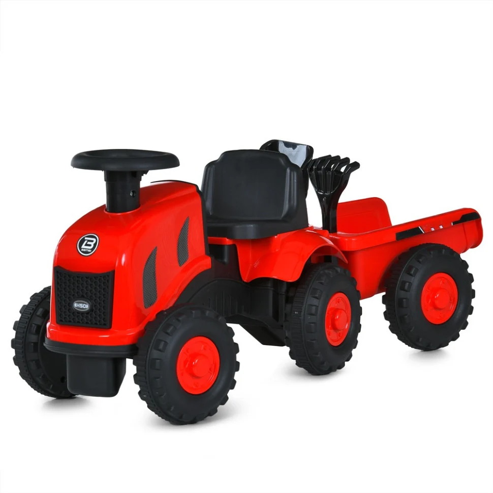 Каталка-толокар M 6154-3 до 25 кг пластикова 54x32x36 см коричнева з причепом, лопатою, граблями