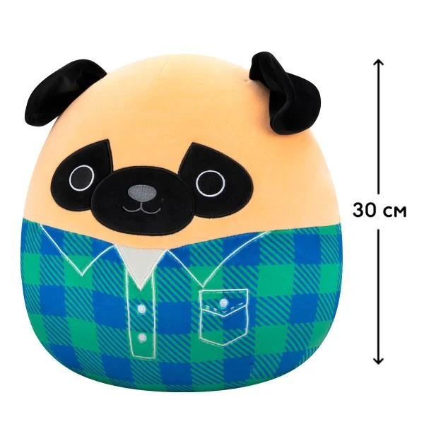М'яка іграшка Squishmallows Мопс 30 см Плюш Різнобарвний