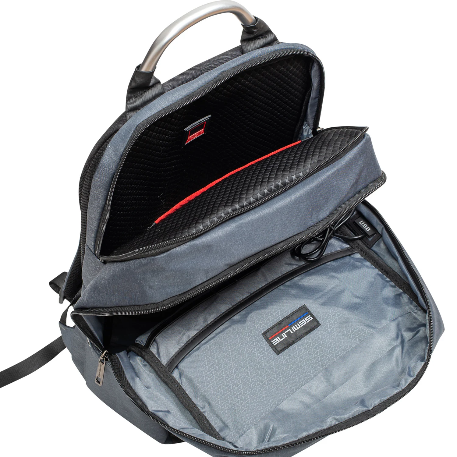Рюкзак городской Semi Line USB 30 Grey 30 л 600D Polyester DWR графітовий