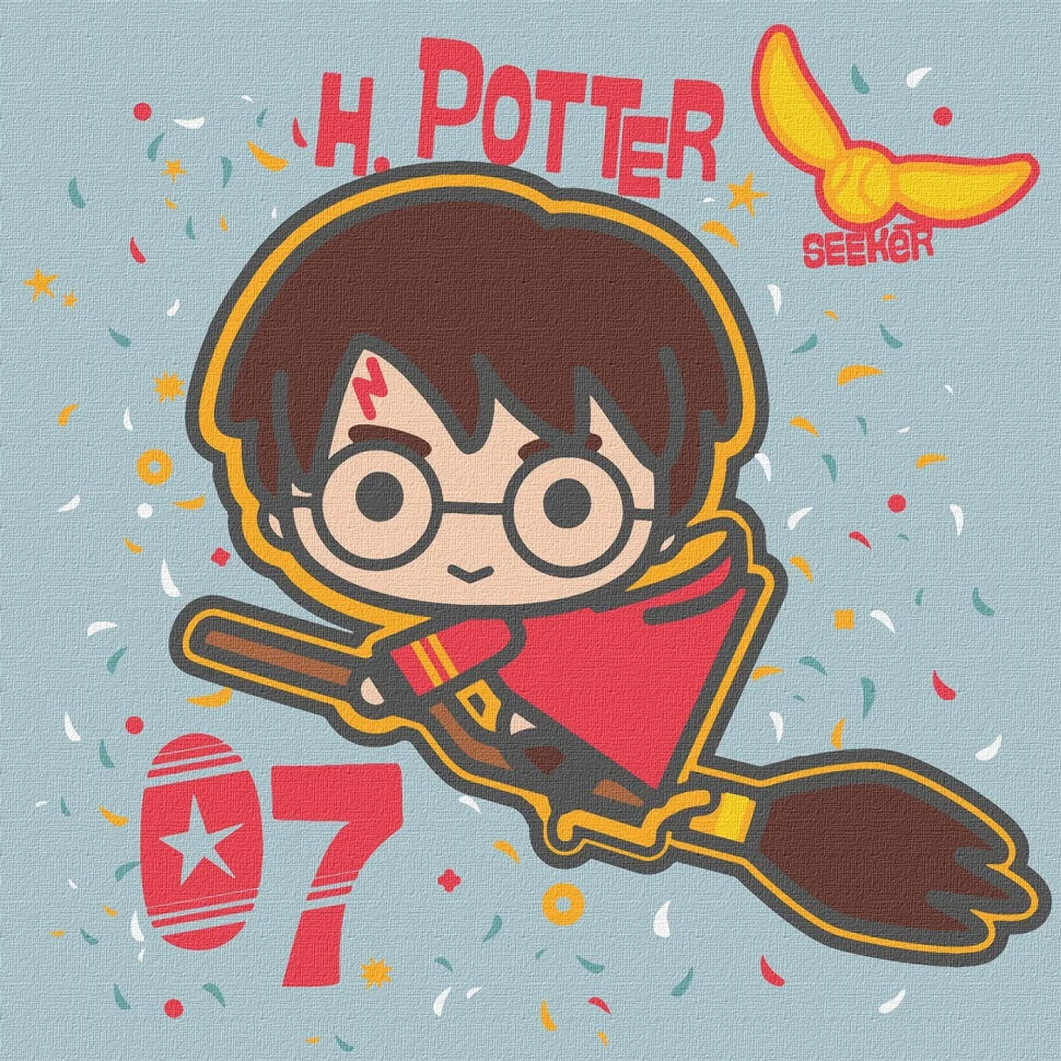 Картина по номерах Harry Potter Полет на метле 25x25 см Полотно 8 кольорів