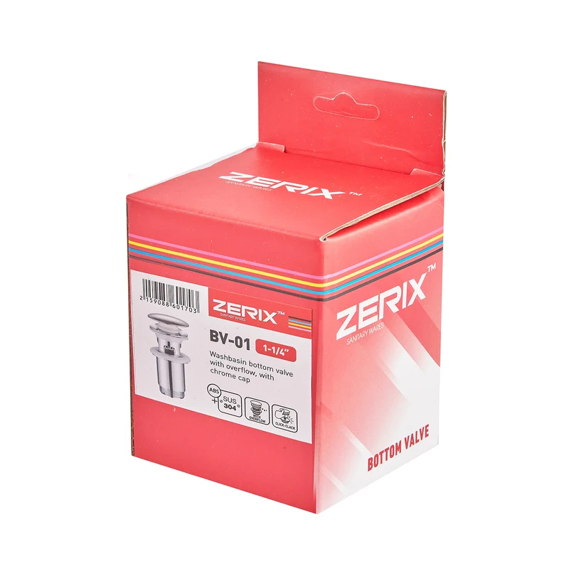 Донний клапан Zerix BV-01 1 1/4'' автоматичний click-clack нержавіюча сталь хром