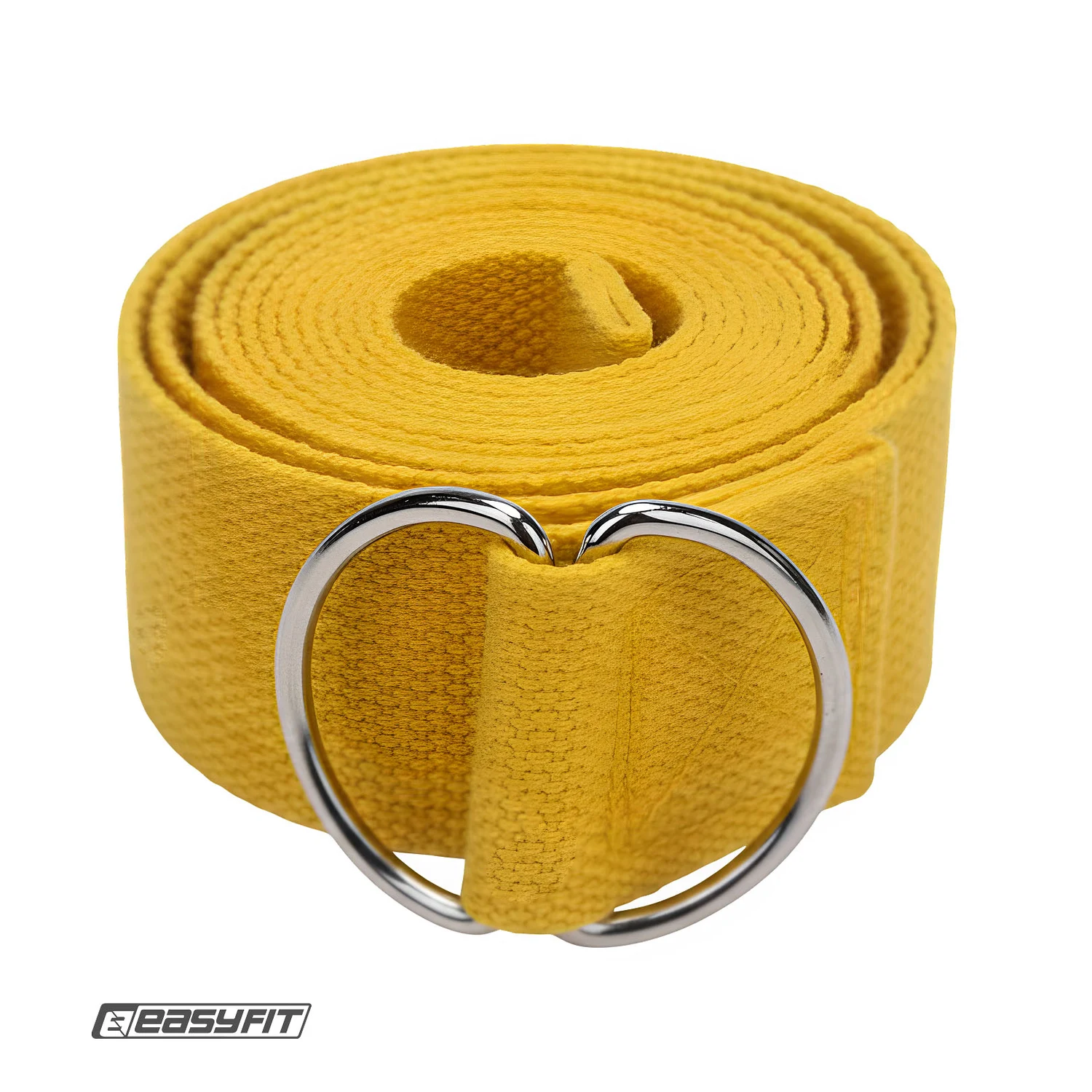 Ремінь для йоги EasyFit жовтий 183 см гіпоалергенні матеріали з металевою пряжкою