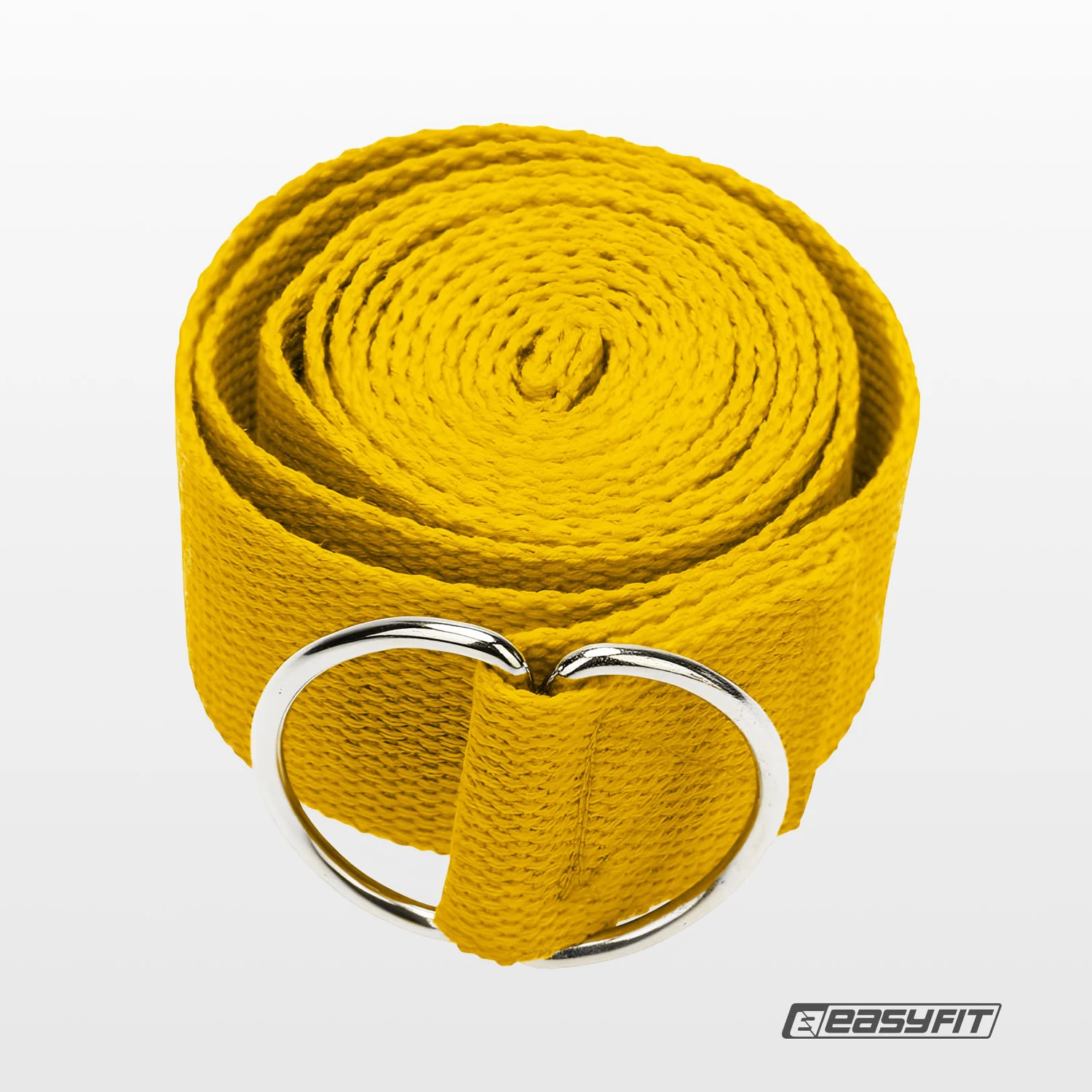 Ремінь для йоги EasyFit жовтий 183 см гіпоалергенні матеріали з металевою пряжкою