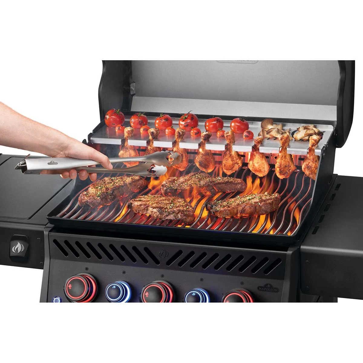 Газовий гриль Napoleon Phantom Rogue PRO-S 425 з бічним пальником Sizzle Zone 140х64х123 см чорний