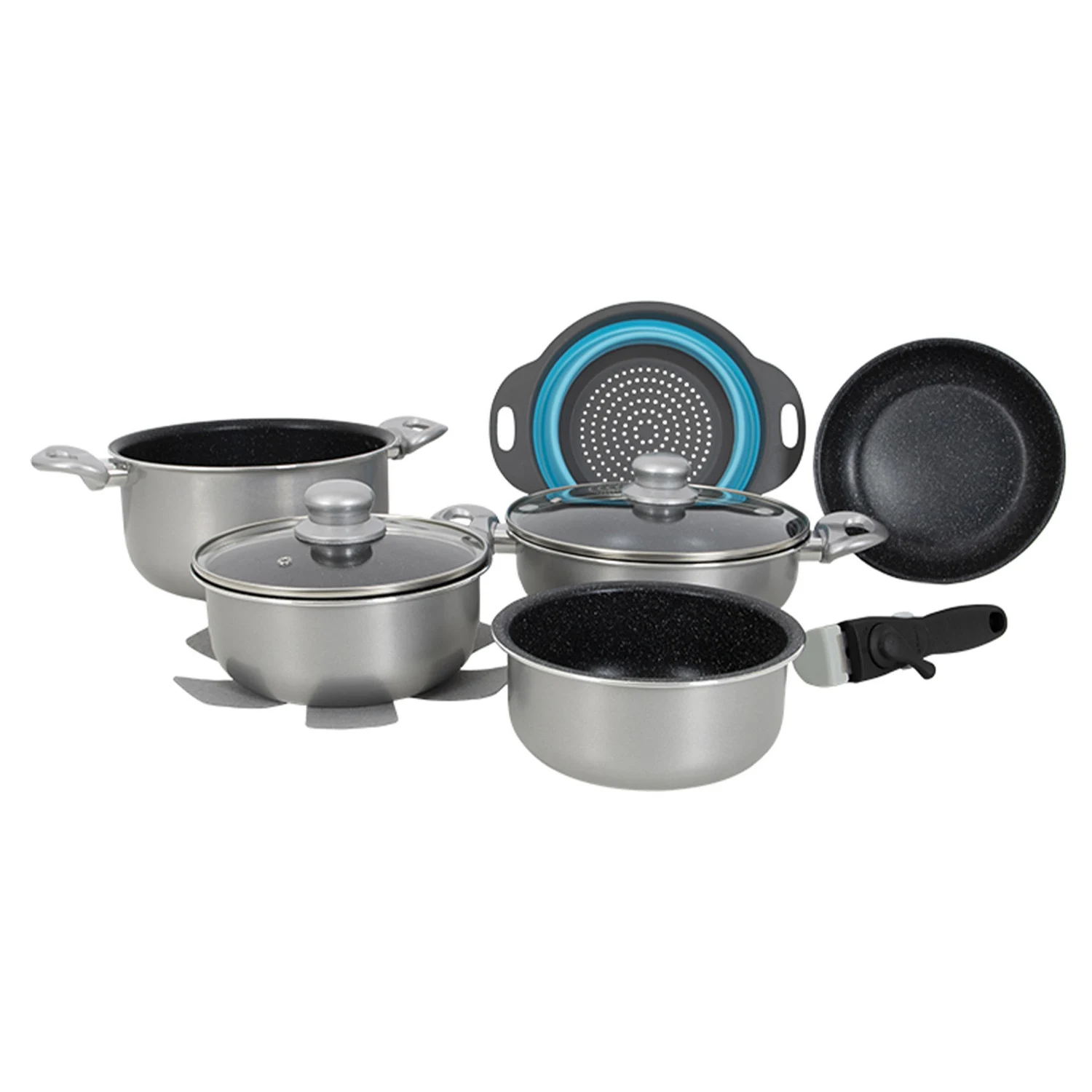 Набір посуду 9 предметів Gimex Cookware Set induction алюміній 24 см сріблястий