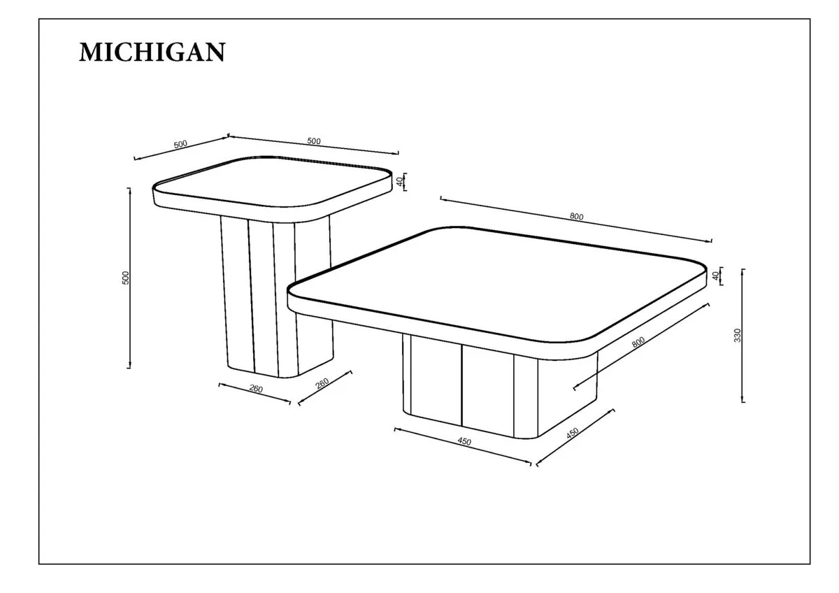 Журнальний столик MICHIGAN 80х80х33 см білий глянець з ефектом мармуру кераміка чорні ніжки