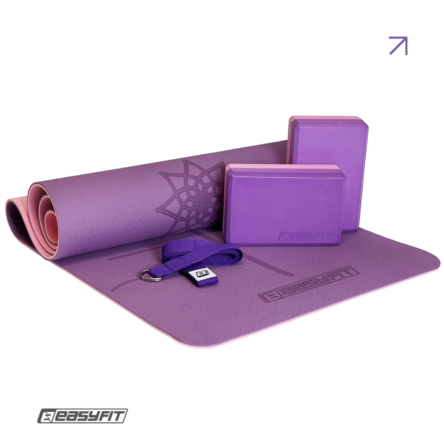 Набір для йоги EasyFit Polarity Set 183x61x0,6 см TPE фіолетовий і рожевий