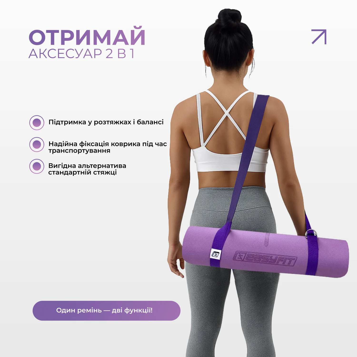 Набір для йоги EasyFit Polarity Set 183x61x0,6 см TPE фіолетовий і рожевий