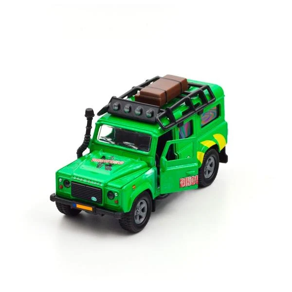 Ігровий набір Land Rover з причепом і динозавром металевий 29 см різнобарвний