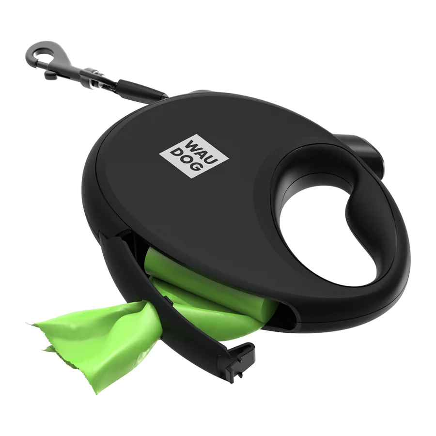 Повідець-рулетка WAUDOG R-leash S 3 м пластик чорний до 12 кг